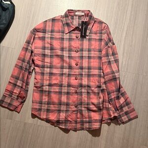 Pink Plaid Button-Up Shirt
